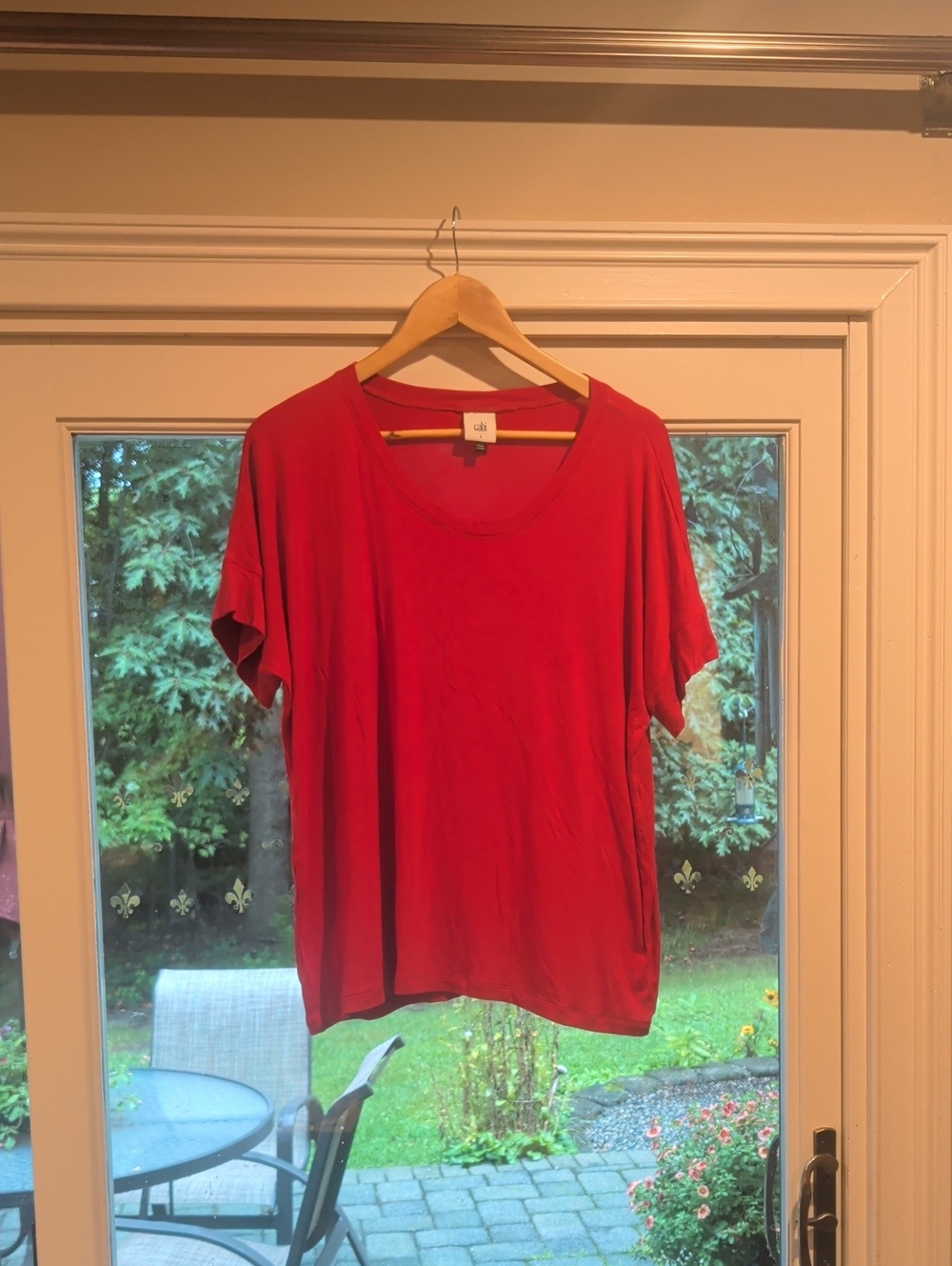 CAbi Red Scoop Neck Short Sleeve Tee